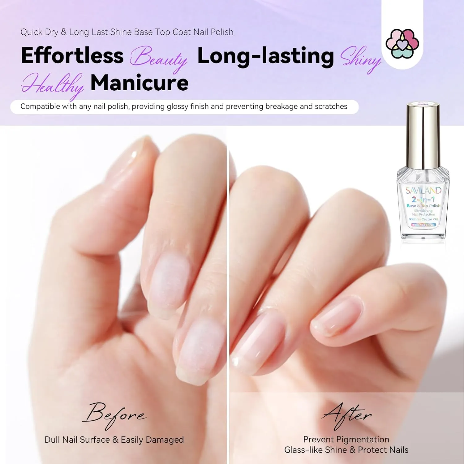 Saviland 2 in 1 Base Top Coat smalto asciugatura rapida