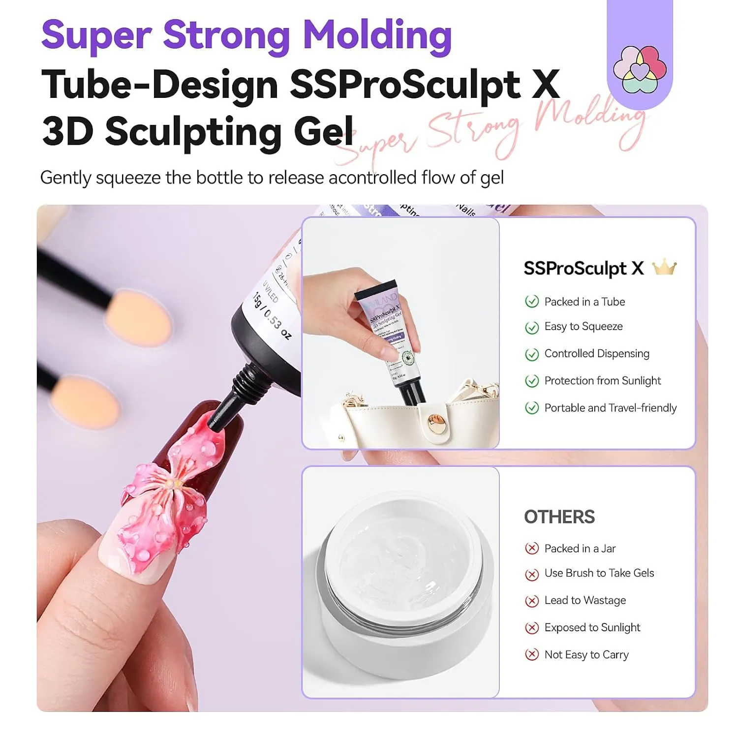 Saviland 3D Sculpting Gel unghie 2x15g trasparente