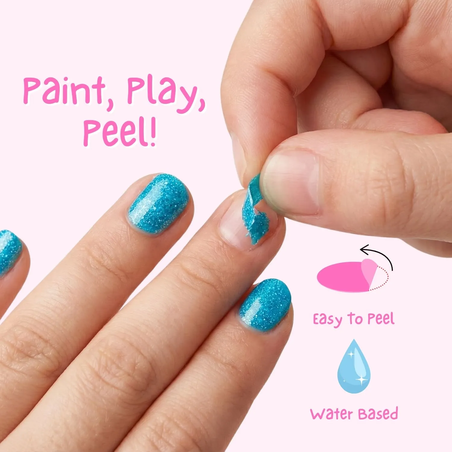 Miss Nella Under The Sea smalto blu glitter peel off