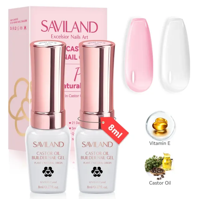 Saviland Builder Gel Unghie Flacone Trasparente e Rosa