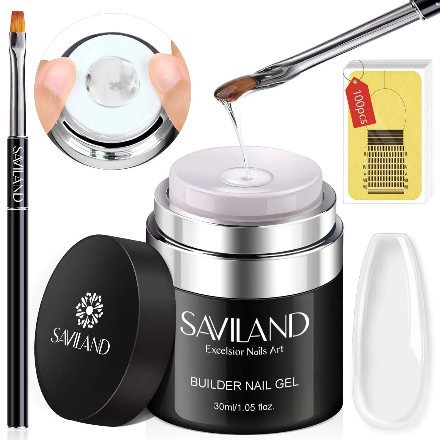Saviland Builder Gel Kit Trasparente 30ml Allungamento Resistente