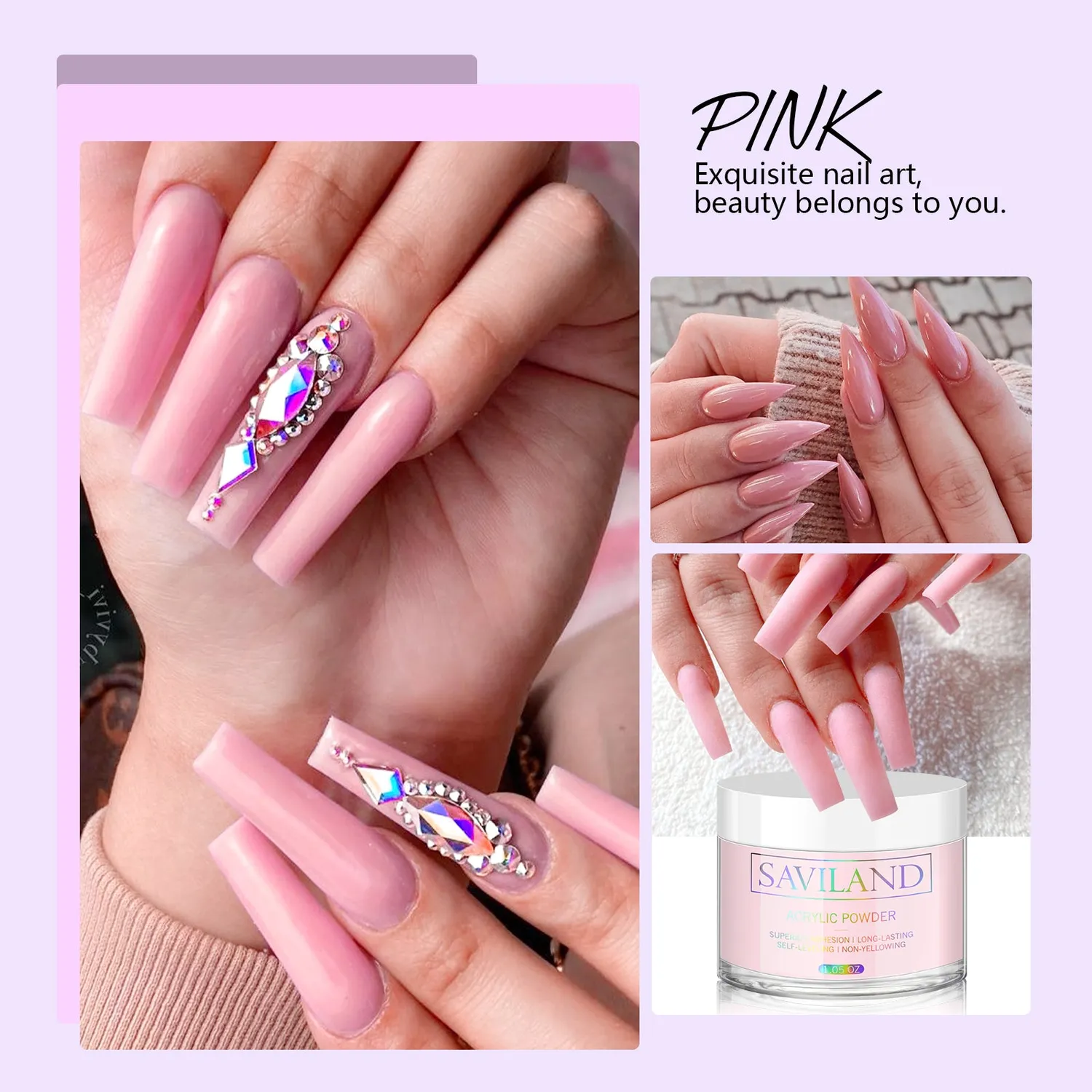 Saviland polvere acrilica rosa 30g