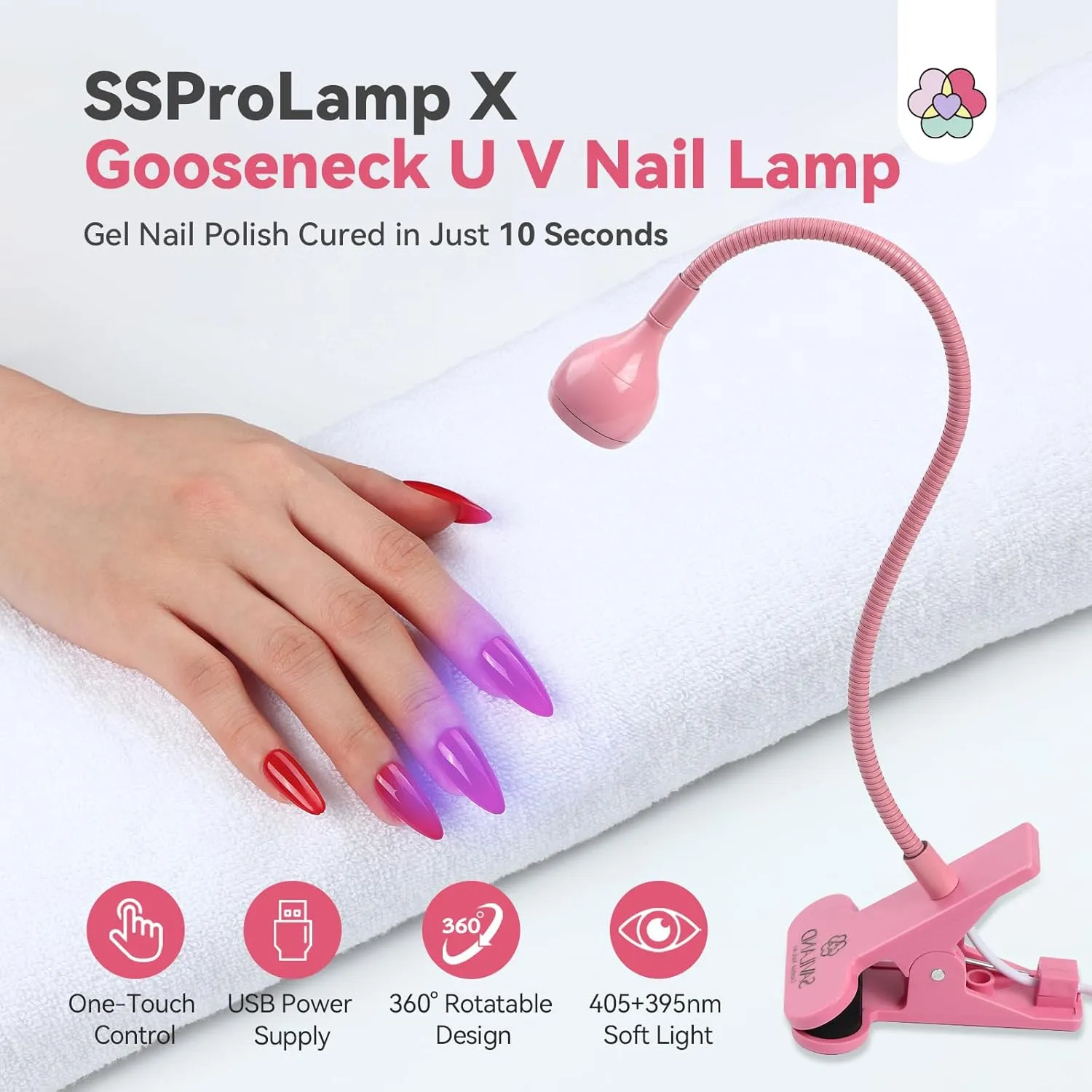 Saviland Lampada UV Unghie Collo Oca Rosa Flash 10s