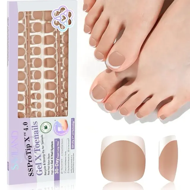 Saviland Tip Piedi French Marroni 216 Pezzi Corte