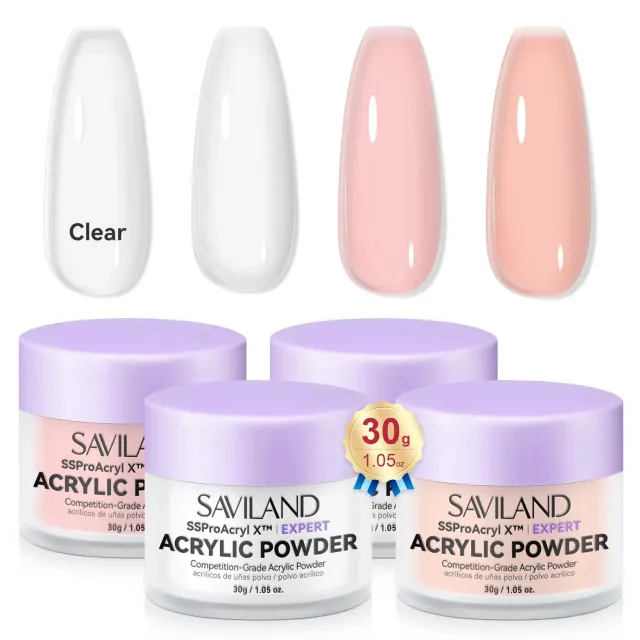 Saviland Polvere Acrilica Unghie 4 Colori 4x30g Cheratina