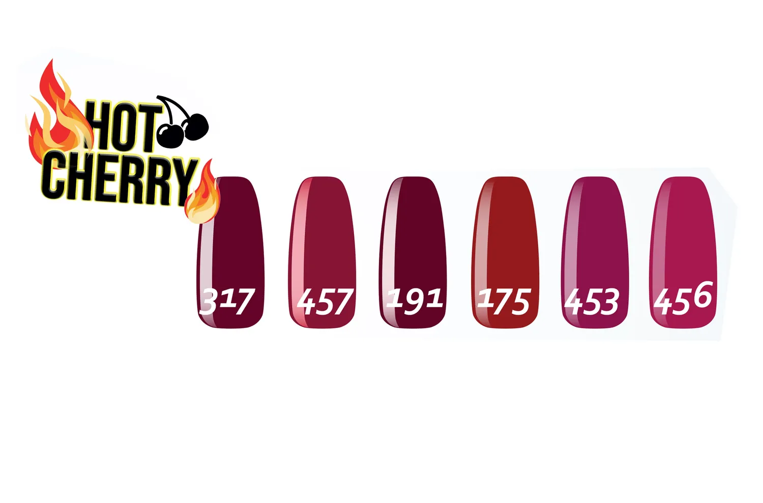 New Nails System Hot Cherry smalto semipermanente set 6 rossi UV LED