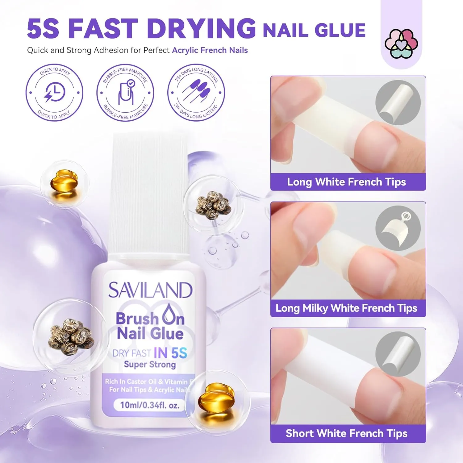Saviland Kit Unghie Acriliche French Principianti Completo