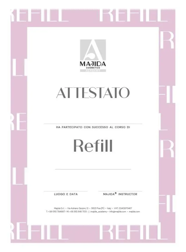Majida Attestato Refill certificato corso refill