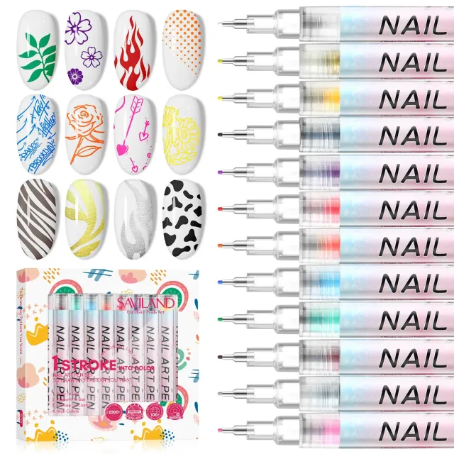 Saviland 3D Penne Nail Art 12 Colori asciugatura rapida