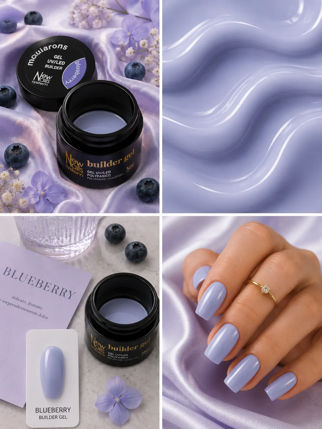 New Nails System Macarons Blueberry Gel Costruttore 25 g lilla pastello