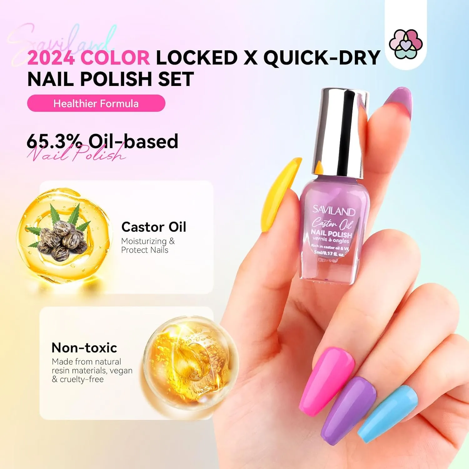 Saviland Smalto Neon coprente set 20+3 rapida asciugatura