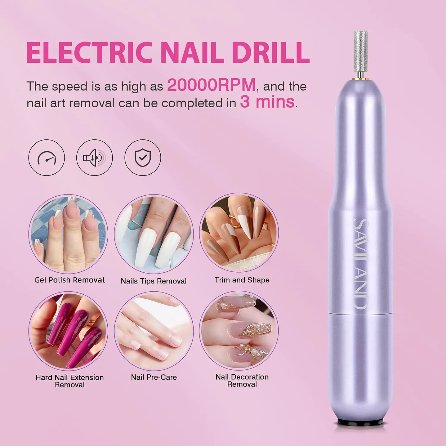 Saviland kit unghie gel mandorla media 500 tip + fresa