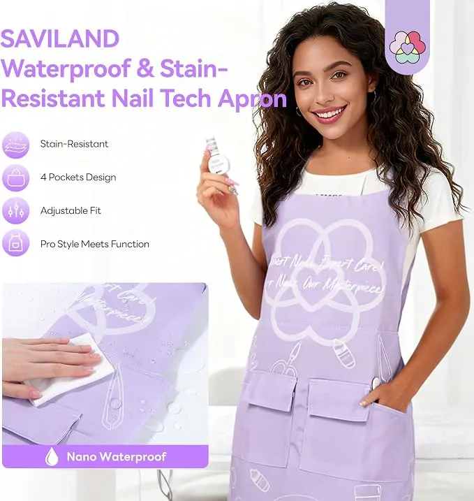 Saviland Nail Tech grembiule estetista impermeabile 25x35cm 4 tasche