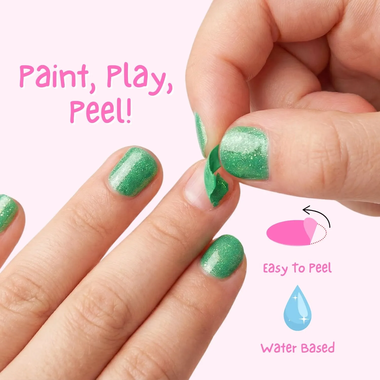Miss Nella MN16 Kiss The Frog smalto verde glitter peel off