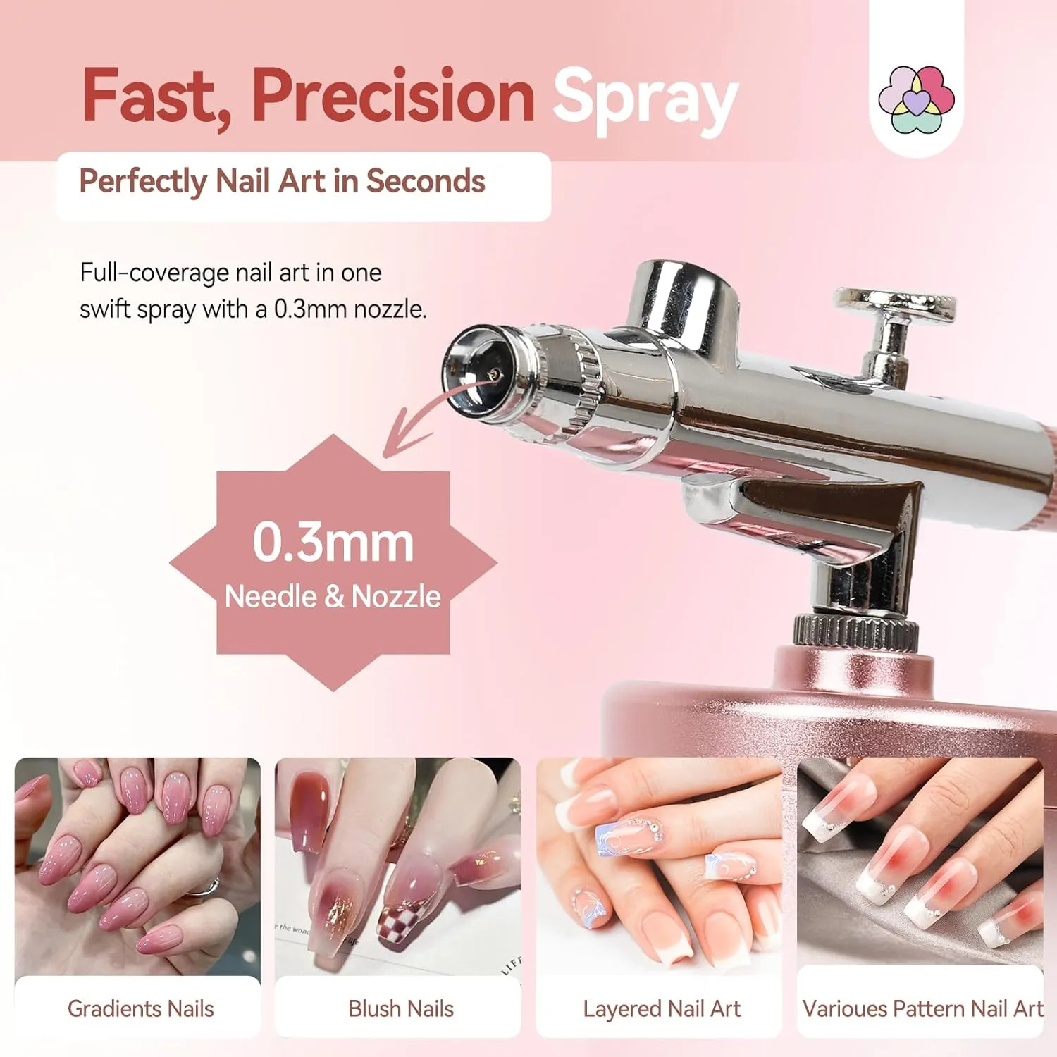 Saviland Kit aerografo unghie rosa cordless ugello 0,3mm