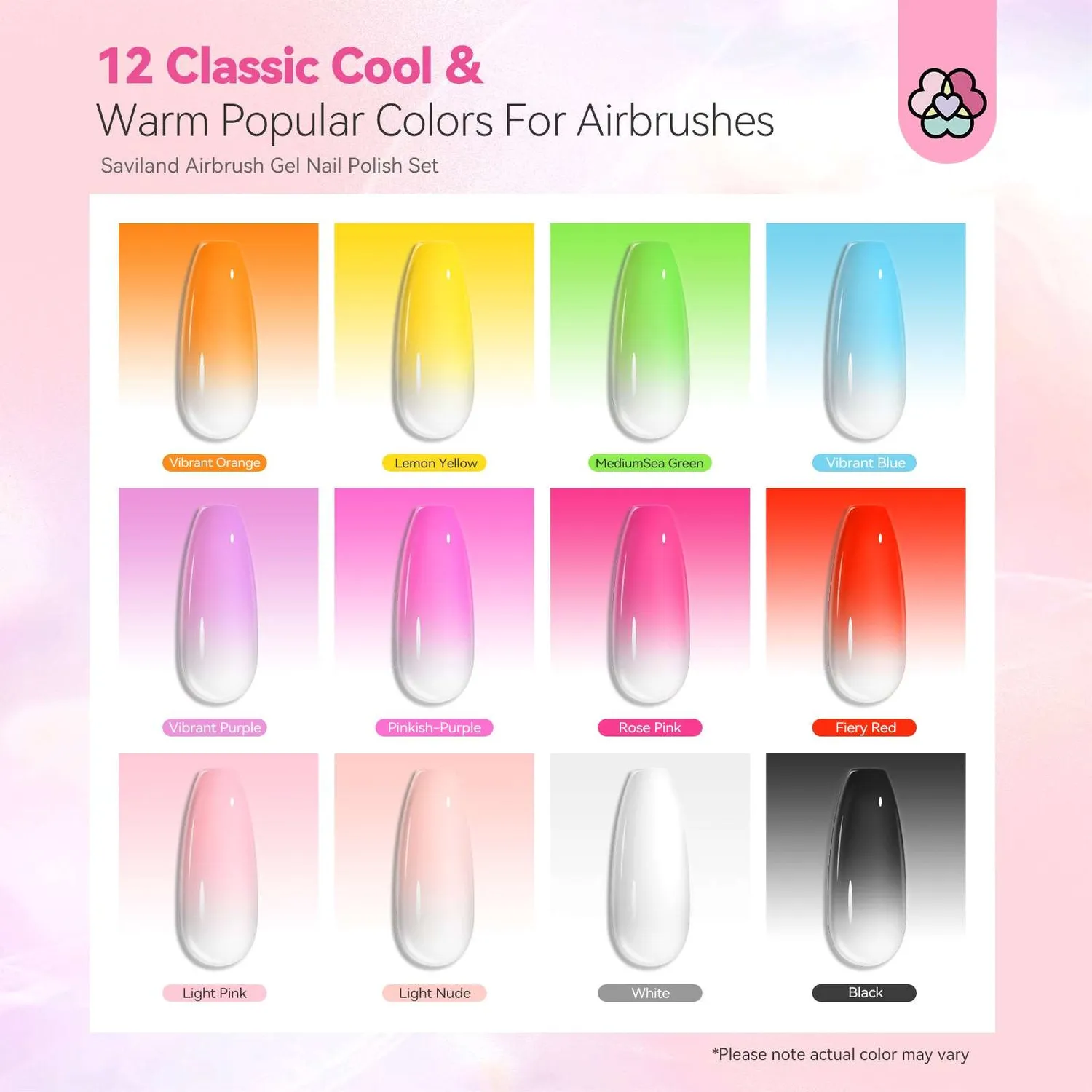 Saviland Airbrush Set 12 smalti gel ombré ad alta coprenza