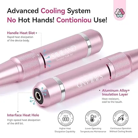 Saviland Diamond Pink Fresa per Unghie 40000RPM Tipo-C