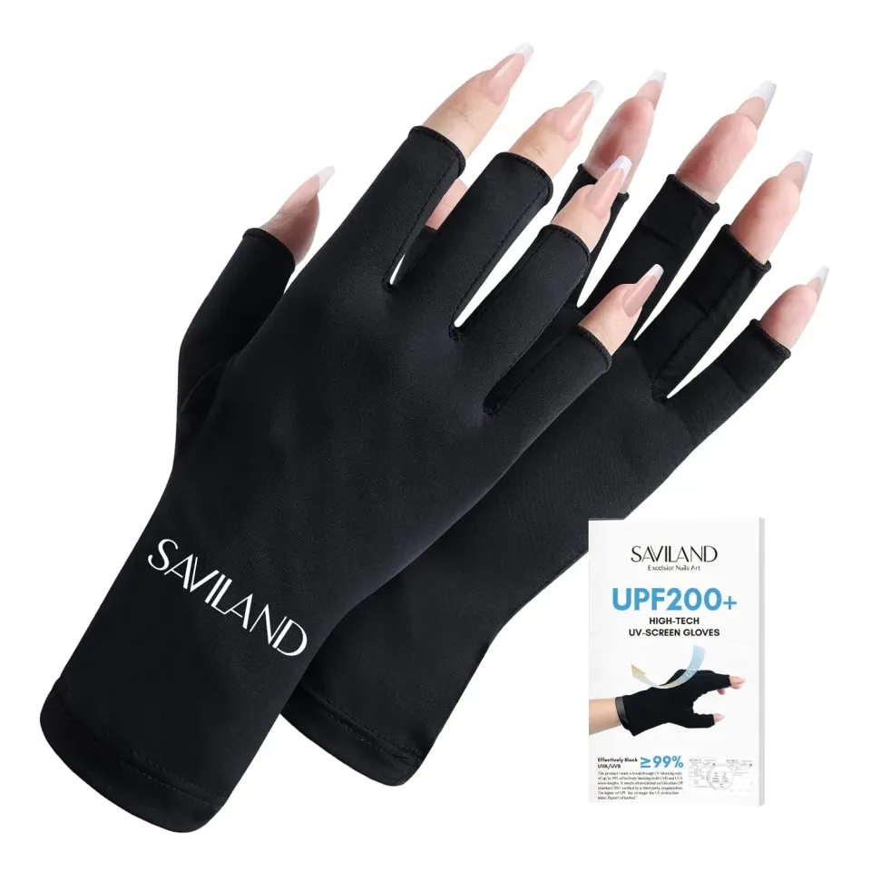 Saviland Guanti UV Unghie Neri Protettivi Elasticizzati