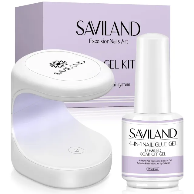 Saviland Colla Gel Unghie forte con mini lampada 15 ml