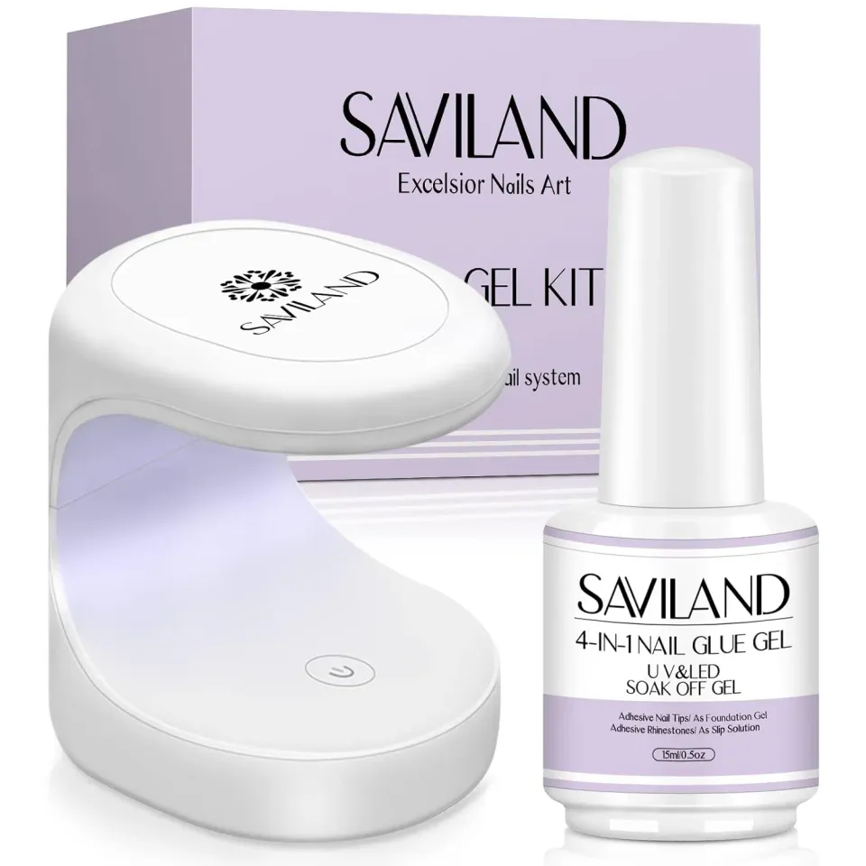 Saviland Colla Gel Unghie forte con mini lampada 15 ml