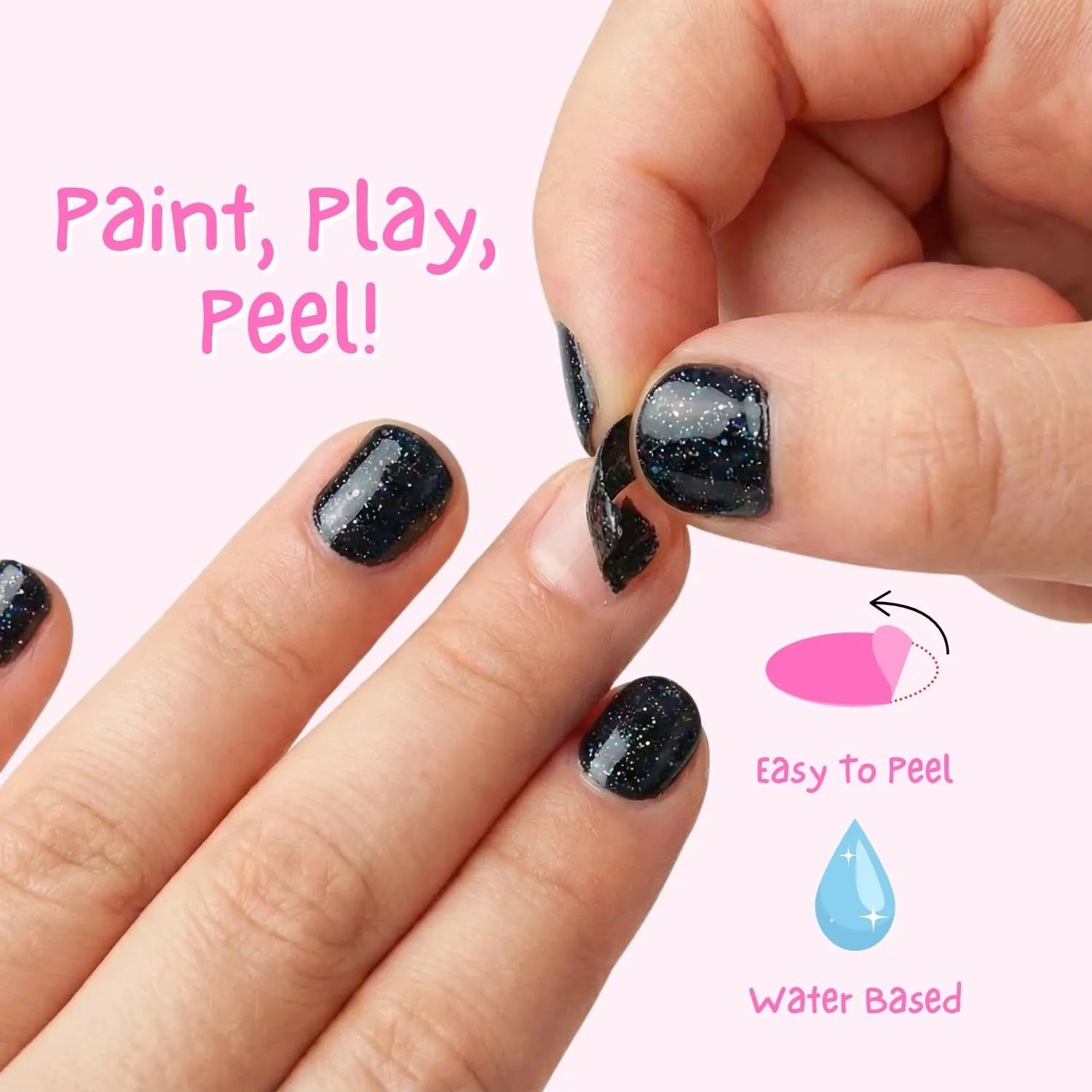 Miss Nella Surprise Party smalto nero glitter peel off