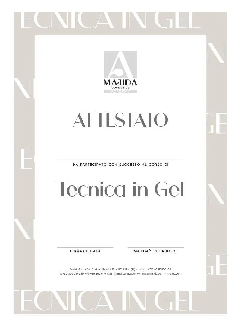 Majida Attestato Tecnica in Gel certificato corso