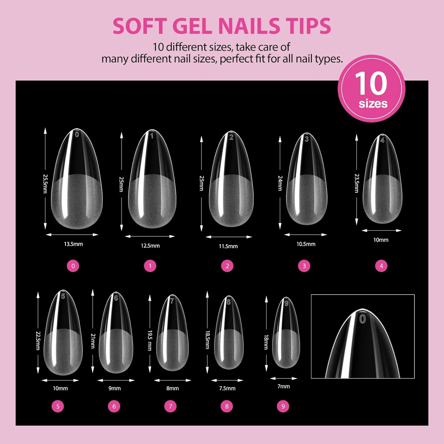 Saviland kit unghie gel mandorla media 500 tip + fresa
