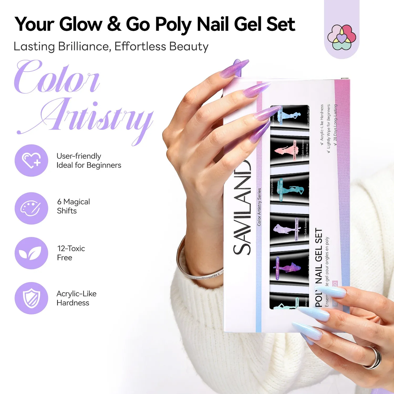 Saviland Fine Shimmer kit polygel 6 colori shimmer