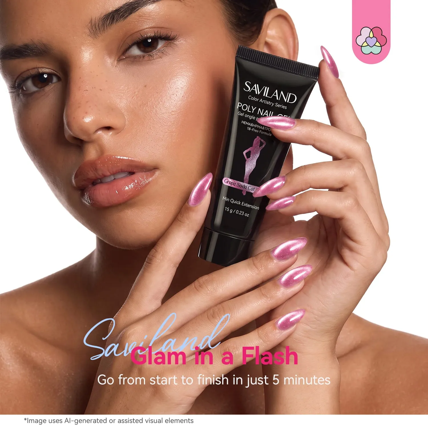 Saviland Purple Galaxy polygel unghie 4 colori cat eye HEMA-free