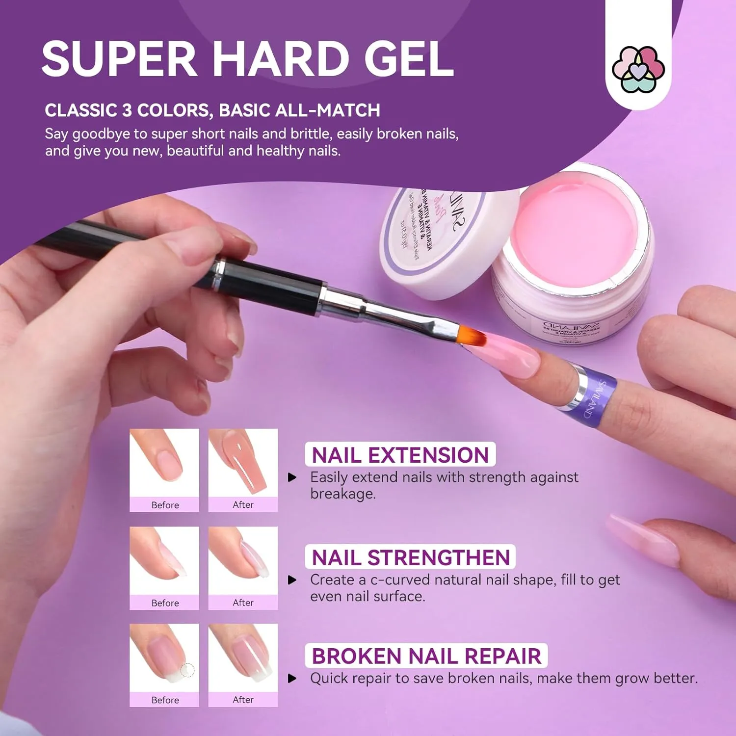 Saviland kit builder gel unghie con fresa 3 colori