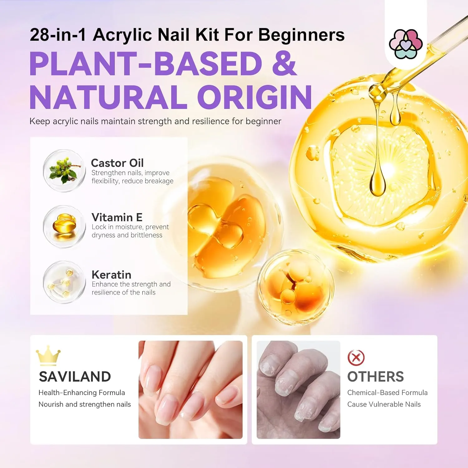 Saviland kit acrilico unghie principianti con fresa
