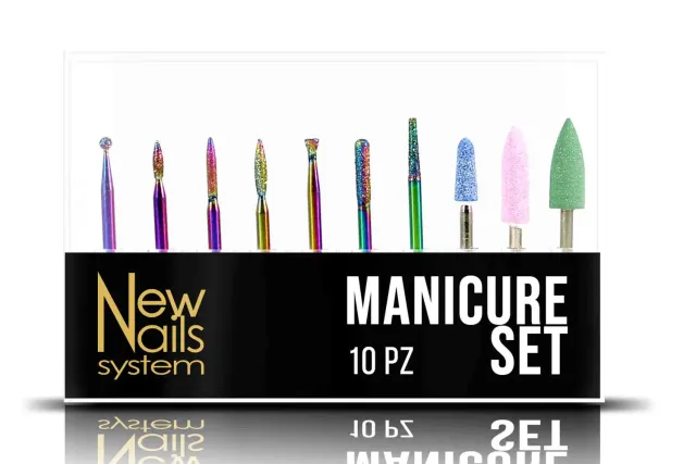 New Nails System Dry Manicure Set punte fresa 10 pz diamantate