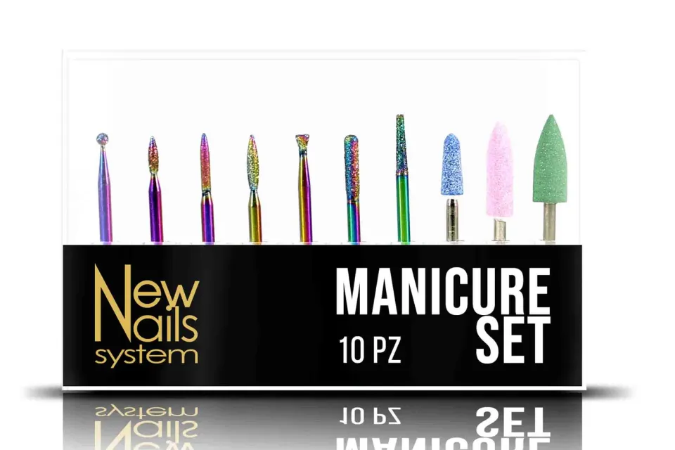 New Nails System Dry Manicure Set punte fresa 10 pz diamantate