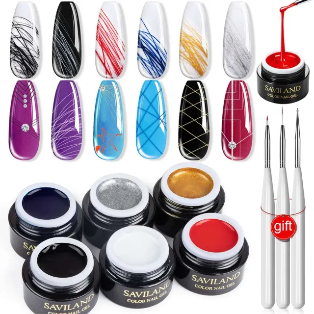 Saviland Spider Gel Nail Art 6 Colori Elastiche 6g