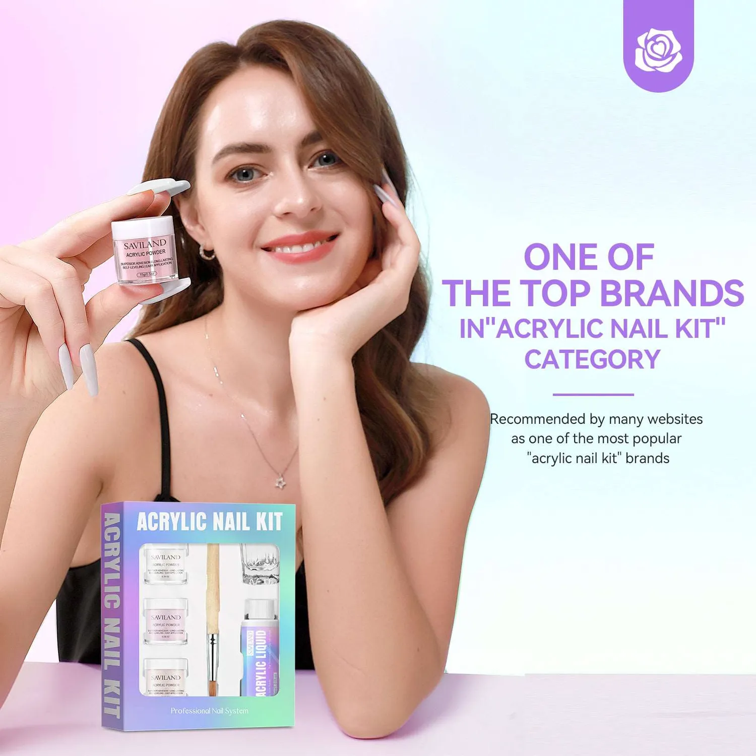 Saviland Kit Acrilico Principianti Polvere Liquido Mini
