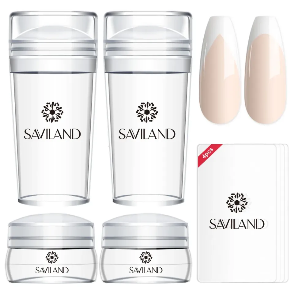 Saviland French Tip Timbri Unghie 4 Pezzi French Coprente