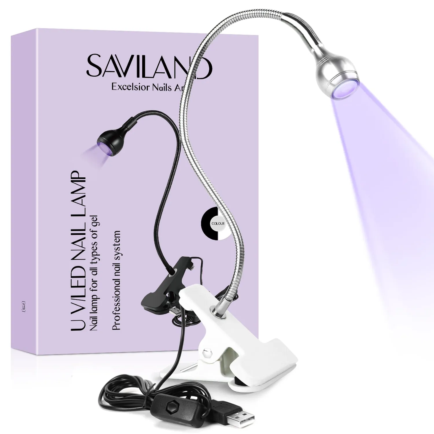 Saviland Lampada Unghie Mini USB UV LED Nera 3W Flessibile