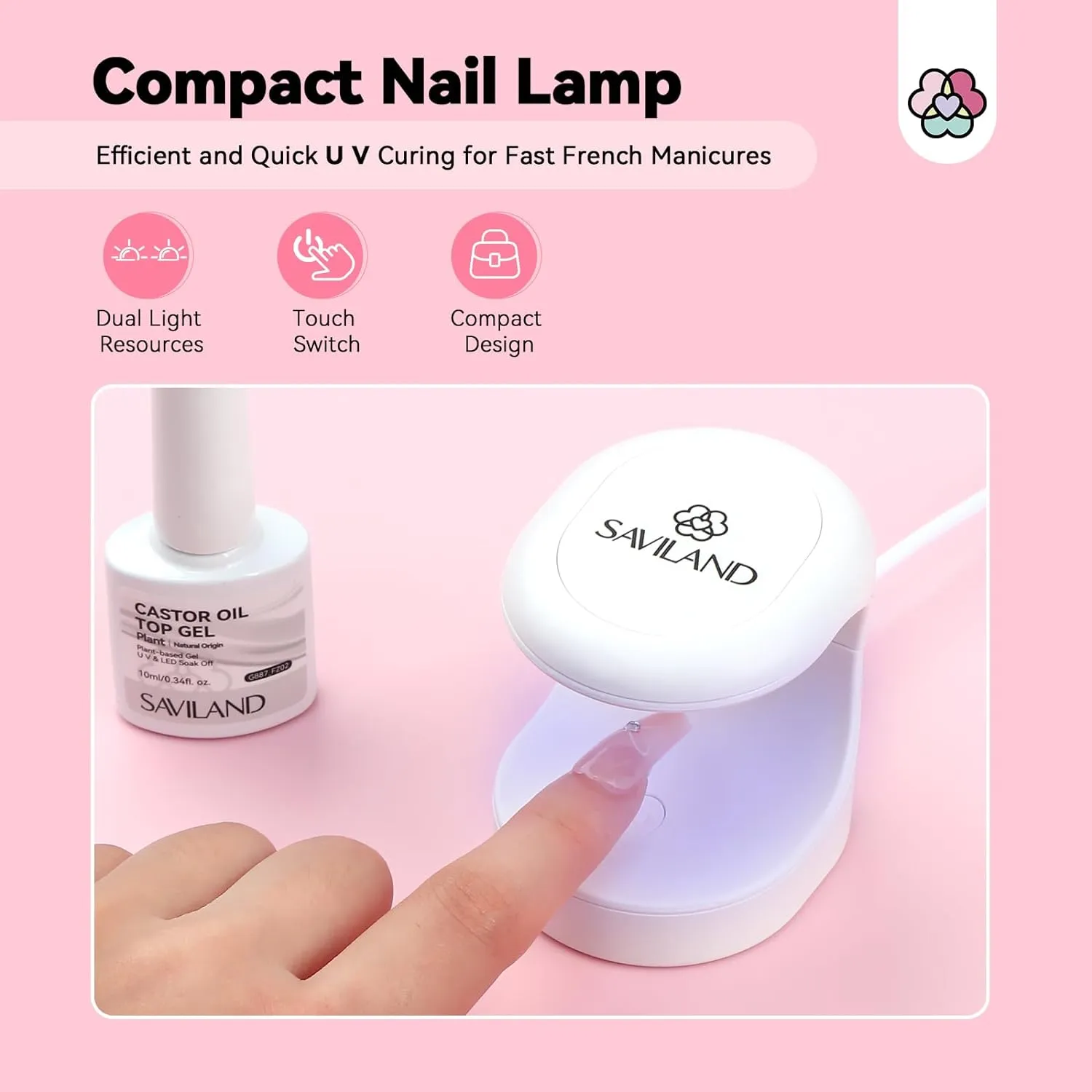 Saviland Kit French Manicure Smalto Gel con Lampada e Sticker