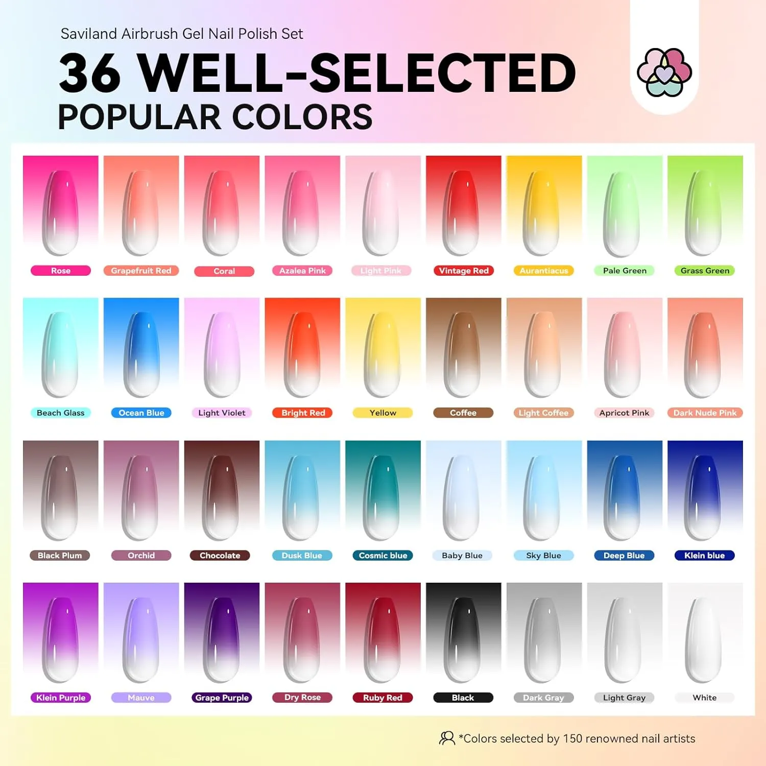 Saviland Airbrush Set 36 smalti gel nail art a polimerizzazione