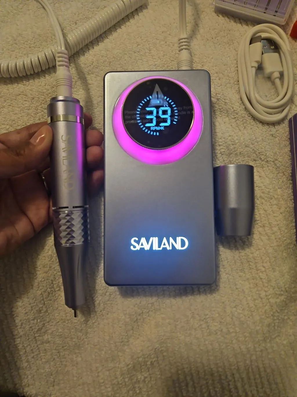 Saviland 50000RPM fresa unghie elettrica ricaricabile 6000mAh