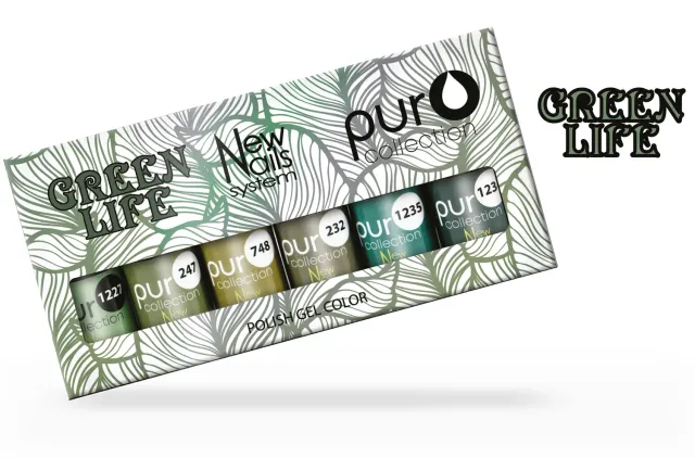 New Nails System Green Life set 6 smalti semipermanenti verdi