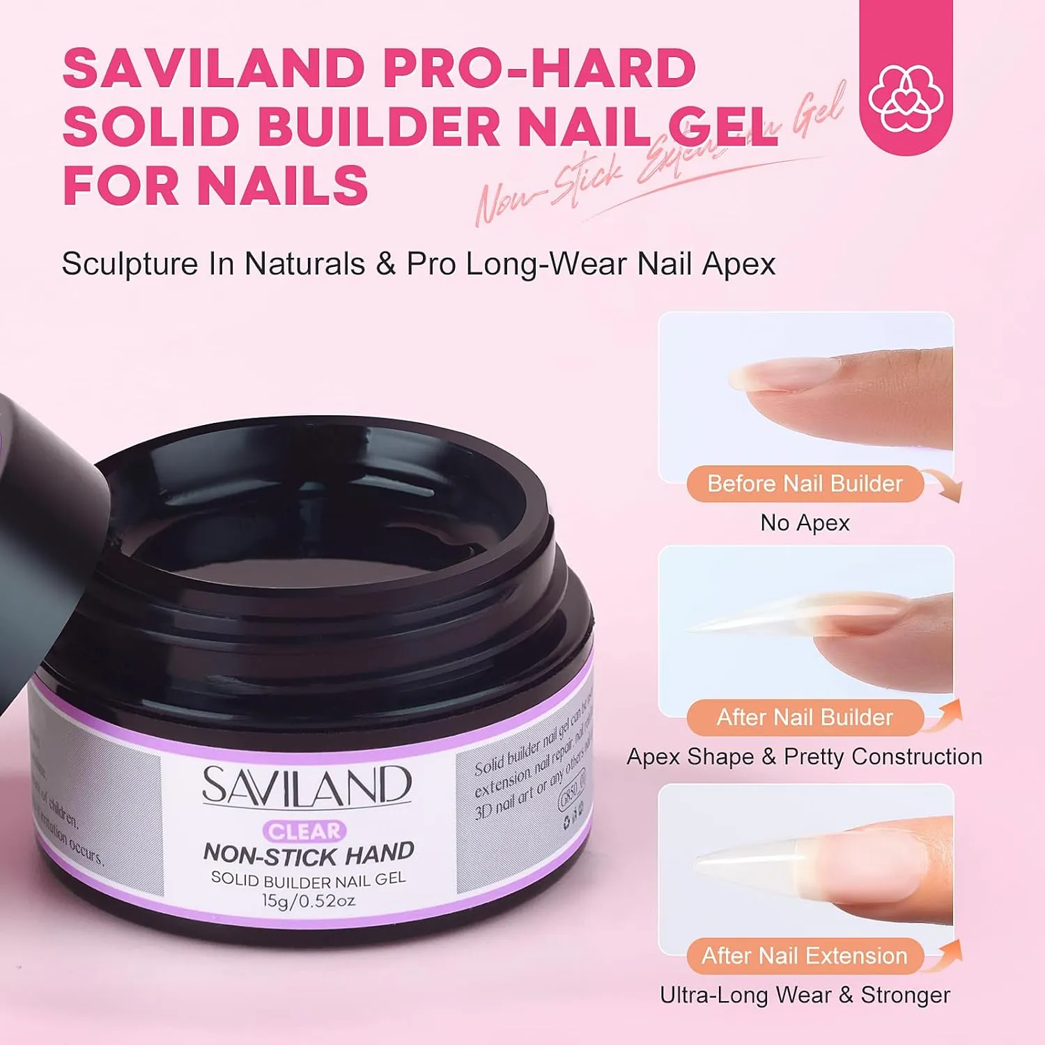 Saviland Pro-Hard Kit Builder Gel Solido 15ml + Lampada