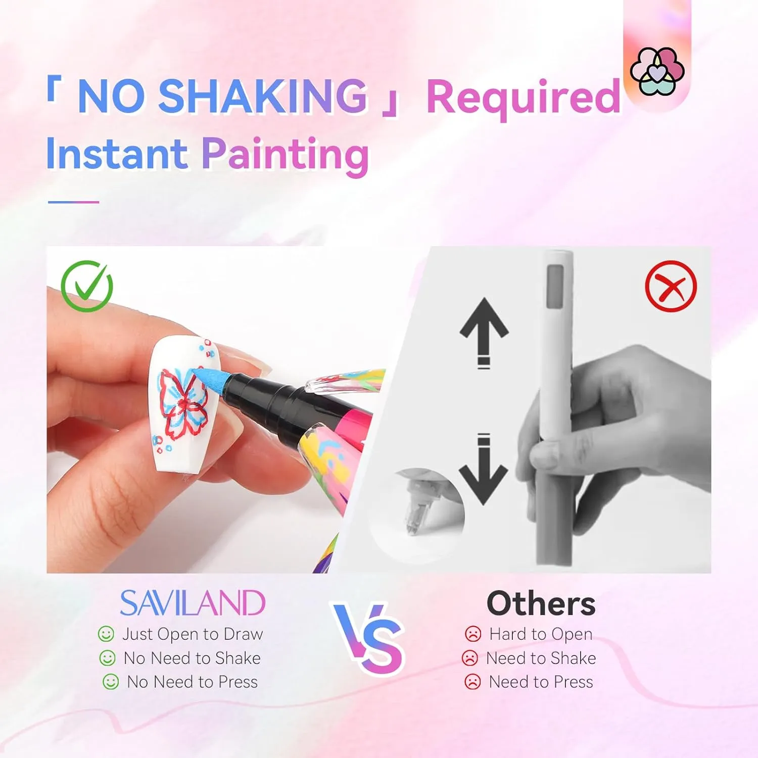 Saviland Penne Nail Art Asciugatura Rapida 12 Colori all’Acqua
