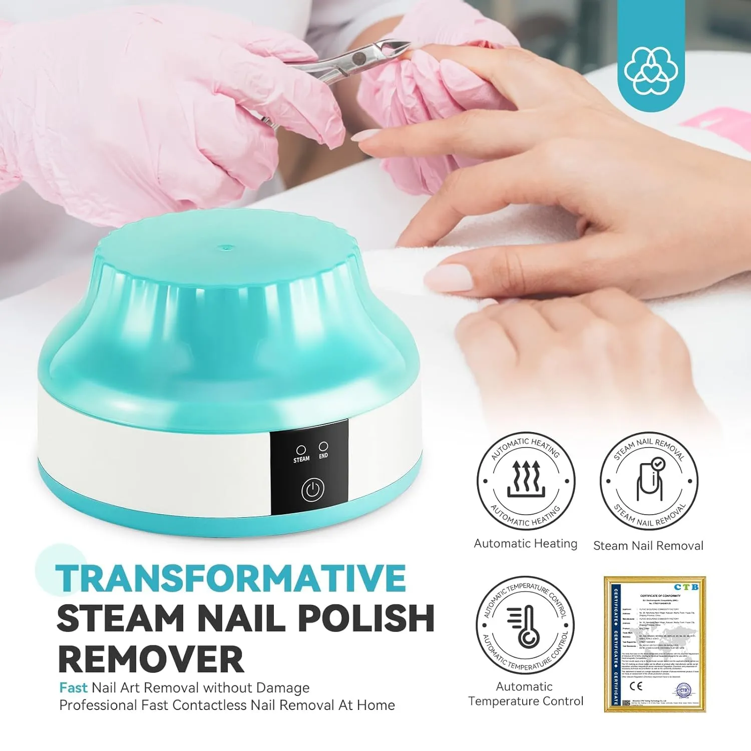 Saviland Remover Smalto Elettrico Ciotola Vapore 50°C Touch