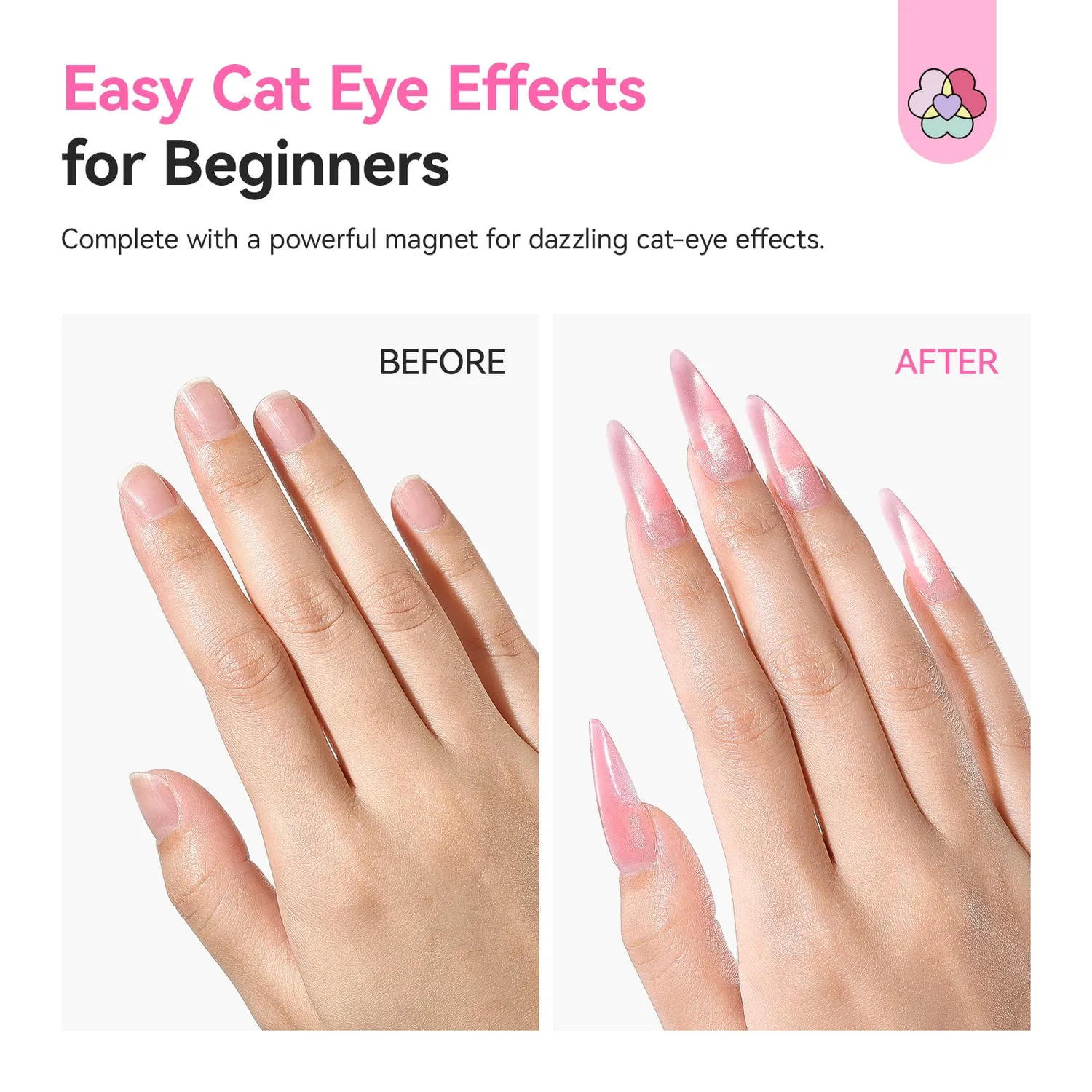 Saviland Cat Eye Kit Polygel Unghie 4 Rosa Nude con Lampada UV