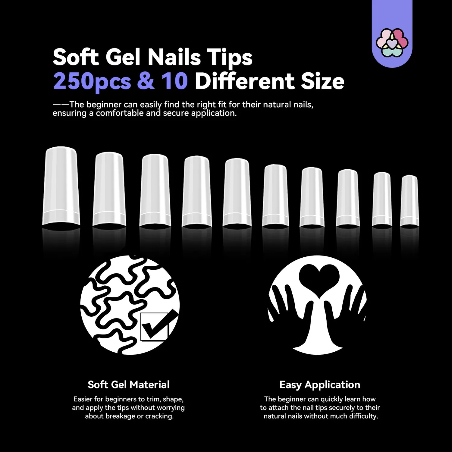 Saviland French Tips Unghie 250 pz con Colla Forti
