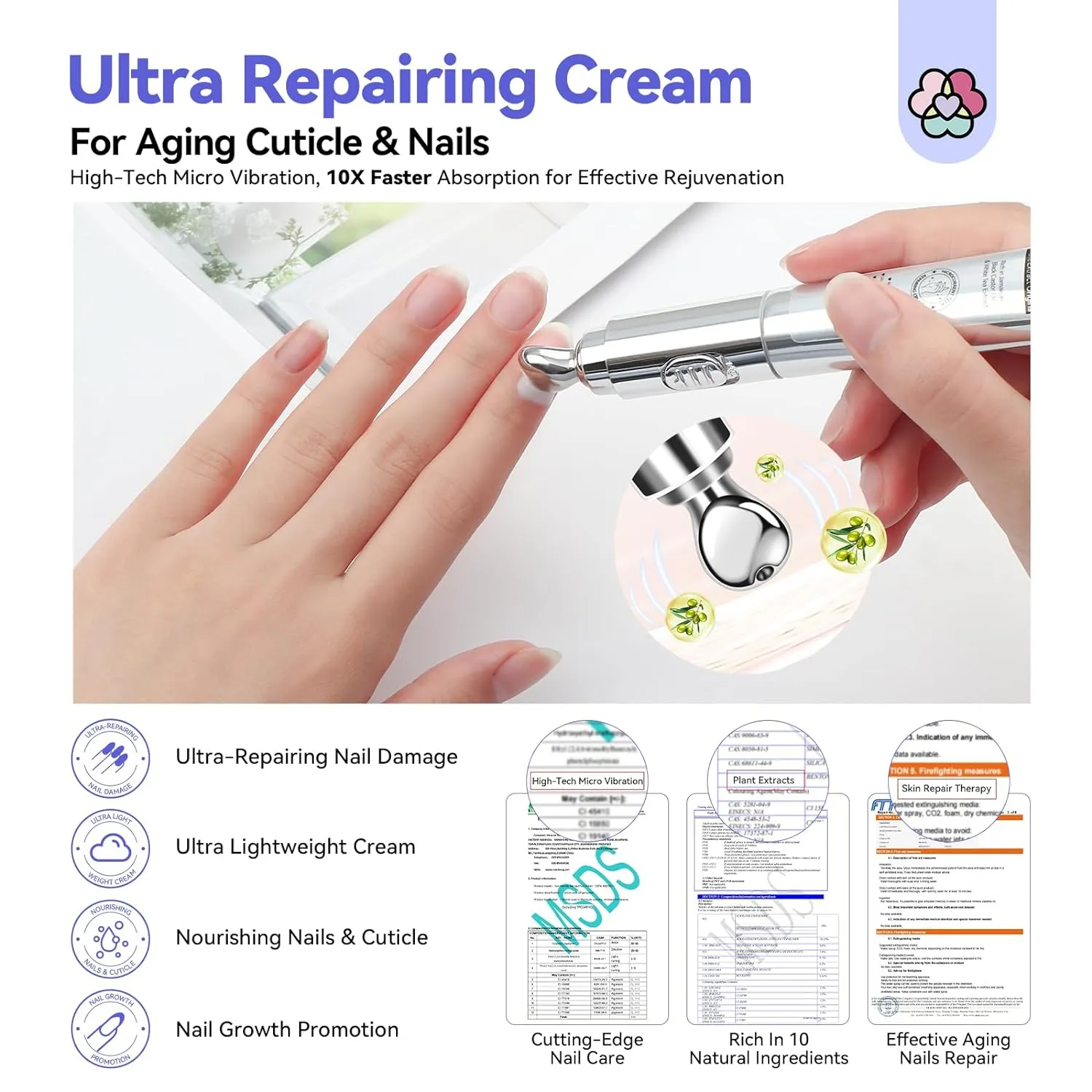 Saviland Crema Cuticole Riparatrice con massaggiatore vibrante
