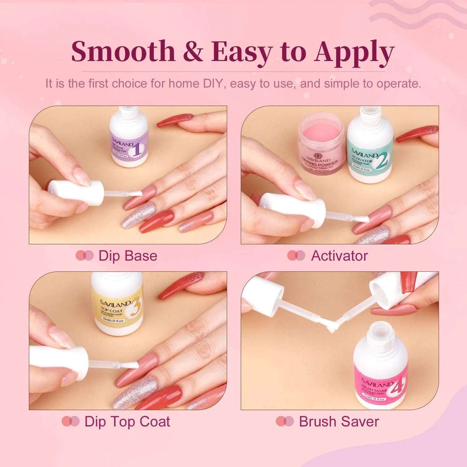 Saviland Dip Powder Liquidi HEMA-free resistenti 15 ml