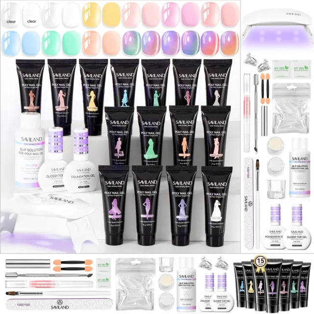 Saviland Sheer Cat Eye Kit Polygel 15 Colori vetro delicato