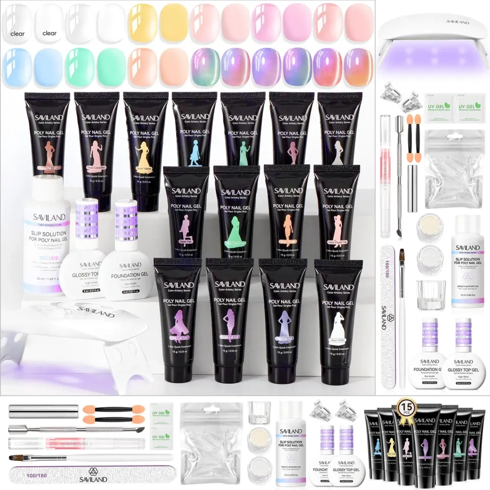Saviland Sheer Cat Eye Kit Polygel 15 Colori vetro delicato